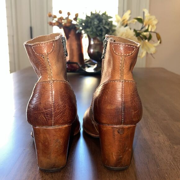 Kork-Ease Michelle Wedge Booties 9.5 Brown Cognac Leather Zip Ankle Boots Soft - Picture 5 of 12